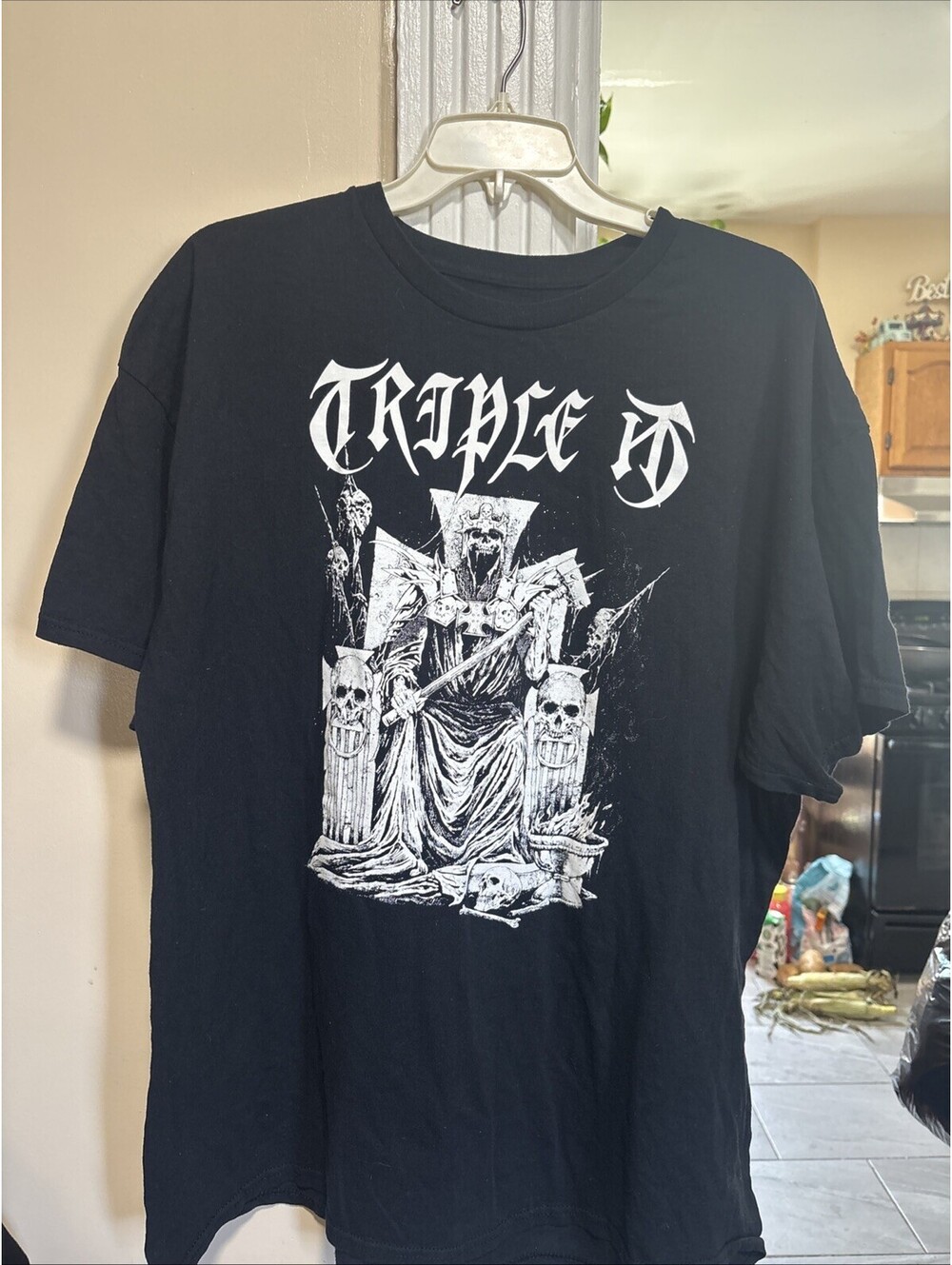 WWE Triple H Black T-Shirt Size 2x Black and White Used Good Condition